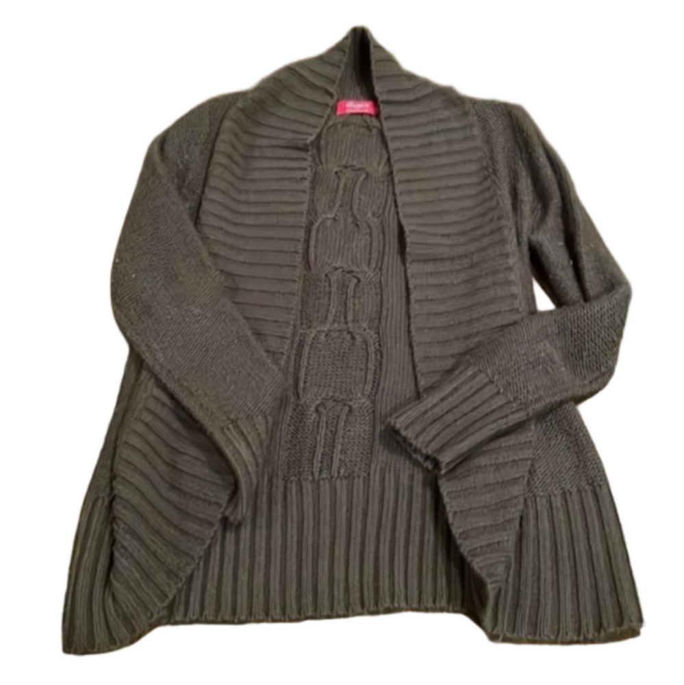 Shasa L shawl cardigan brown with purple undertones